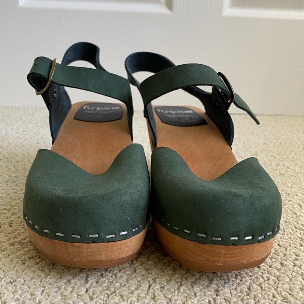 Funkis Forest Green Suede 673 Gertrude Clog Low Back